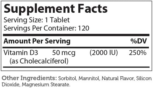 Zahler VITAMIN D3 CHEWABLE 2000IU, an 120 Great