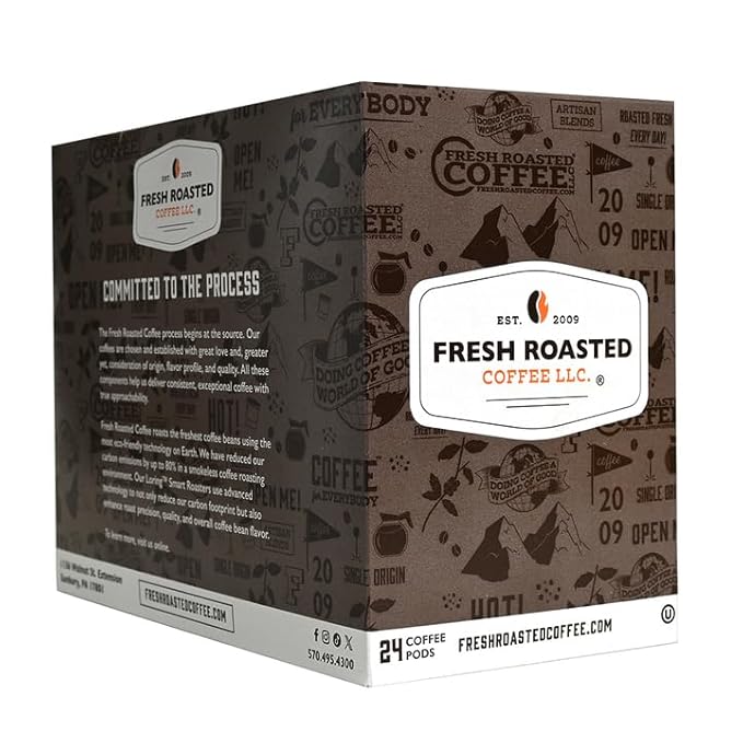 Fresh Roasted Coffee, Italian Roast, Dark, 72 Pods for K Cup Brewers
