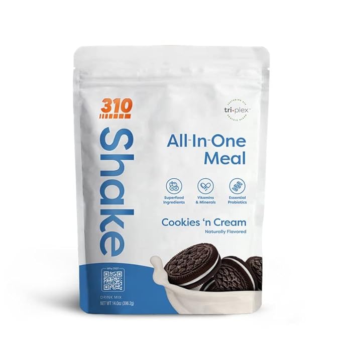 310 Nutrition - All In One Meal Replacement Shake - Fiber Rich Vegan Superfood Blend - Natural Sweeteners - Low Carb Shake, Keto & Paleo Friendly - Gluten Free - 26 Essential Vitamins & Minerals (Cookies N' Cream, 14 Servings)
