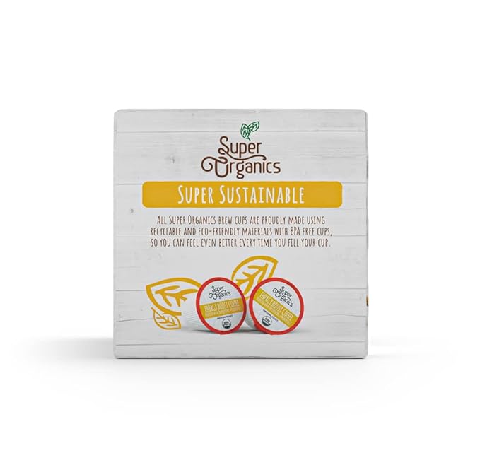 Super Organics Energy Boost Coffee Brew Cups with Superfoods & Probiotics Keurig K-Cup Compatible Energizing, Stamina Medium Roast, USDA Certified Organic, Vegan, Non-GMO, 10ct