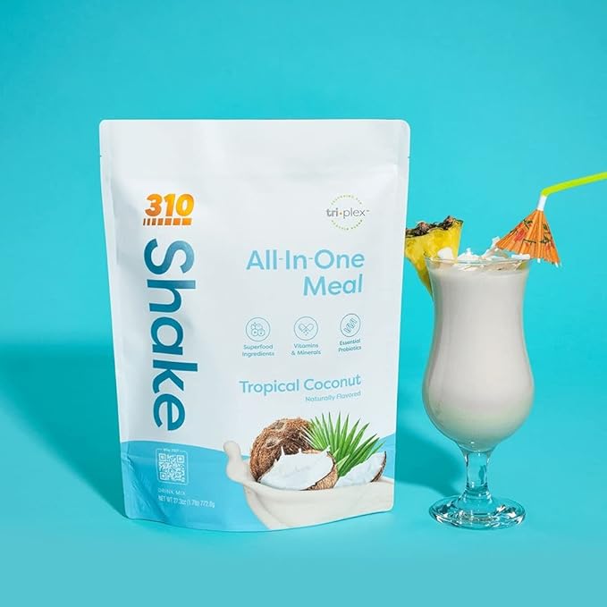310 Nutrition Meal Replacement Shake - Fiber-Rich Vegan Superfood Blend - Low Carb, Keto & Paleo Friendly, Gluten-Free, 26 Vitamins & Minerals, Natural Sweeteners - Tropical Coconut, 14 Servings