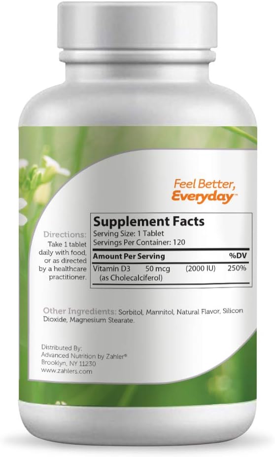 Zahler VITAMIN D3 CHEWABLE 2000IU, an 120 Great