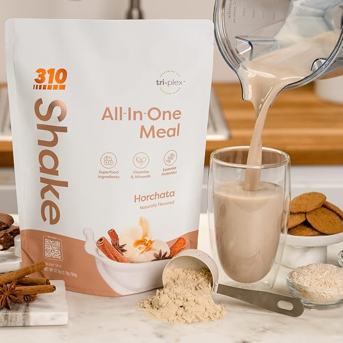 310 Nutrition Meal Replacement Shake - Fiber-Rich Vegan Superfood Blend - Low Carb, Keto & Paleo Friendly, Gluten-Free, 26 Essential Vitamins & Minerals, Natural Sweeteners - Horchata, 14 Servings