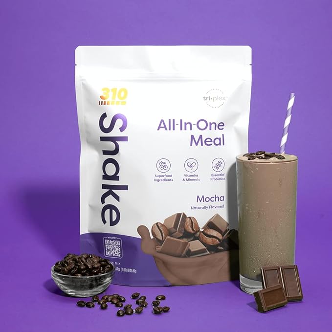 310 Nutrition Meal Replacement Shake - Fiber-Rich Superfood Blend - Low Carb, Keto & Paleo Friendly, Gluten-Free, 26 Essential Vitamins & Minerals, Natural Sweeteners - Mocha, 14 Servings