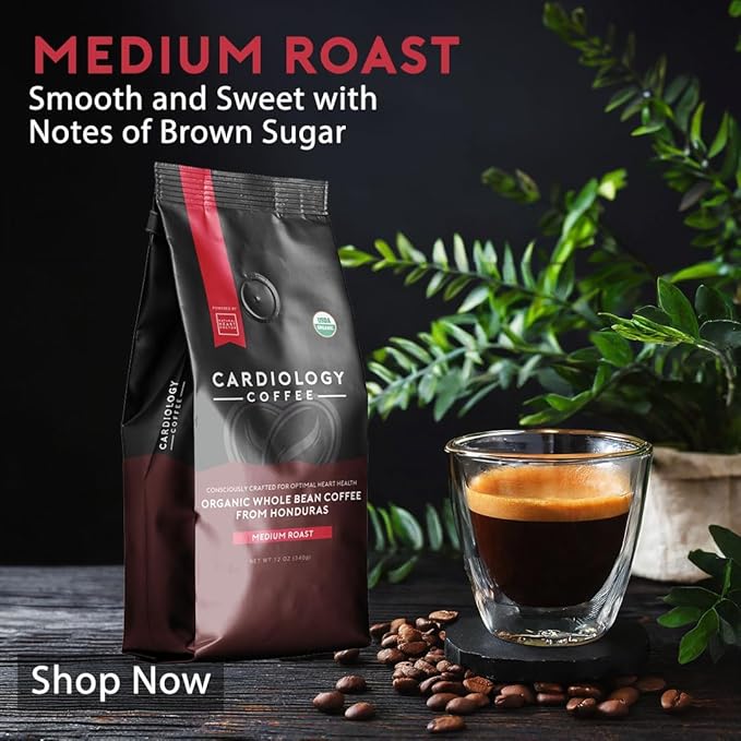 Heart Healthy Coffee - Organic Mold Free Coffee Whole Bean Medium Roast - USDA Certified Hand-Selected Honduras Cardio Coffee - Non-GMO Tested for Mycotoxins & Pesticides - 12oz