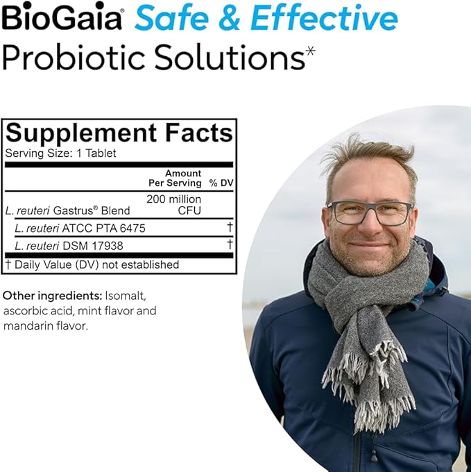 BioGaia Gastrus Gut Health Probiotic | Eases Abdominal Discomfort, Gas & Bloating | Promotes Regularity & a Healthy Gut | Contributes to a Balanced Microbiome | Backed by 30 Years of Research