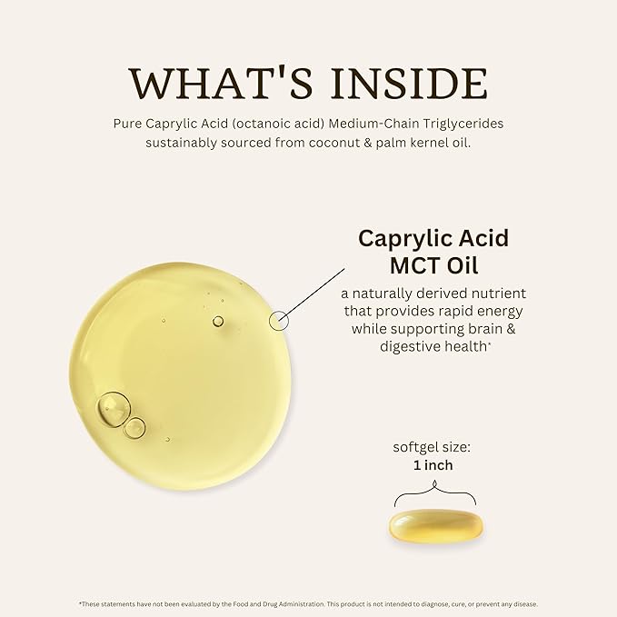 VTC VitaTradingCo. C8 MCT Oil Capsules | Naturally Derived Caprylic C8 Supplement | Coconut Oil Pills | Sustained Energy | Keto Friendly, Non GMO | 100 Softgels