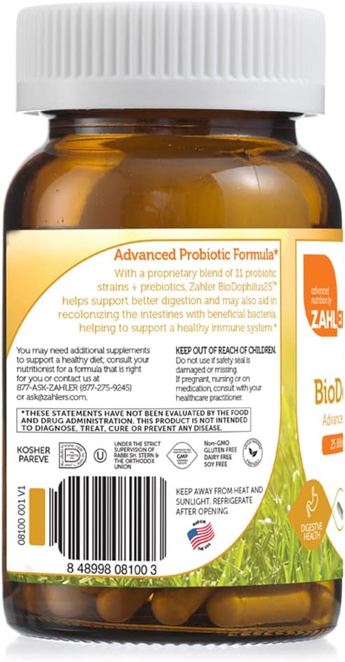 Zahler Advanced Nutrition Probiotic Nutritional Supplement 25 Billion 120 Capsules