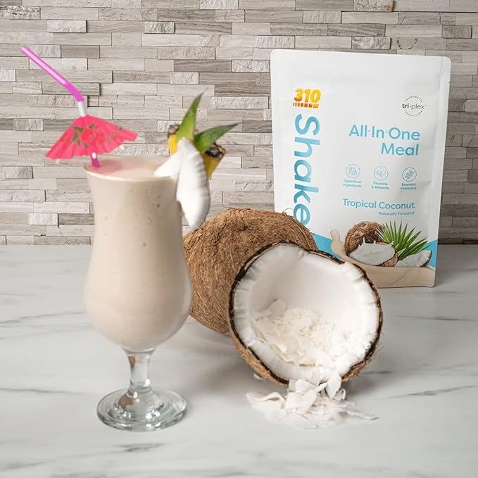 310 Nutrition Meal Replacement Shake - Fiber-Rich Vegan Superfood Blend - Low Carb, Keto & Paleo Friendly, Gluten-Free, 26 Vitamins & Minerals, Natural Sweeteners - Tropical Coconut, 14 Servings