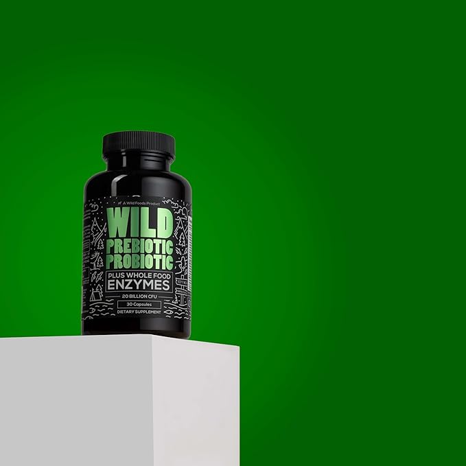 Wild Prebiotics and Probiotics with Digestive Enzymes 20 Billion 10 Strains 30 Capsules