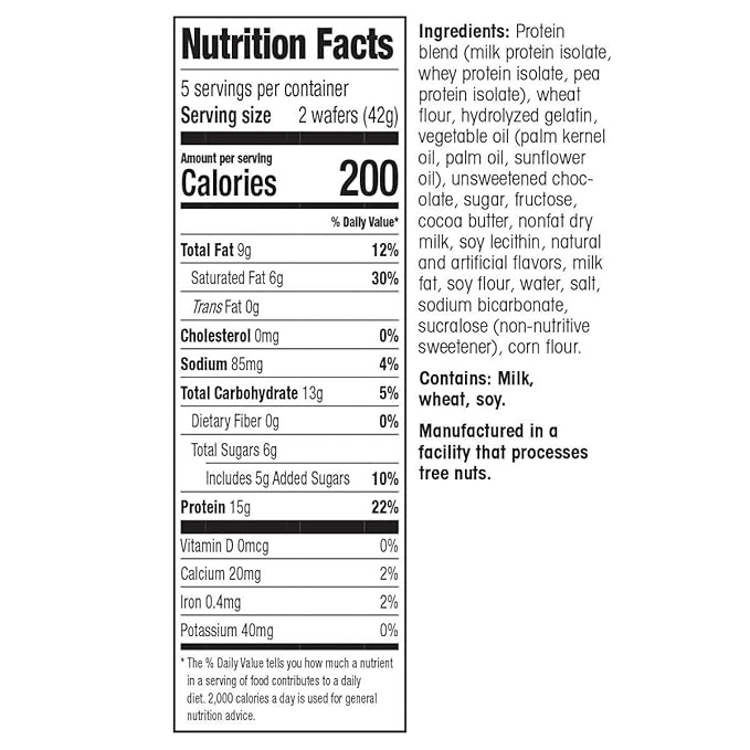 WonderSlim Protein Wafer Snack Bar, Mocha, 200 Calories, 15g Protein, 0mg Cholesterol (5ct)