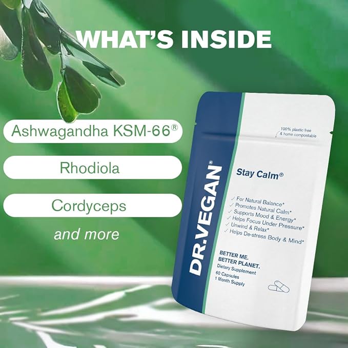 DR.VEGAN Stay Calm Stress Relief Supplement, 60 Supplements