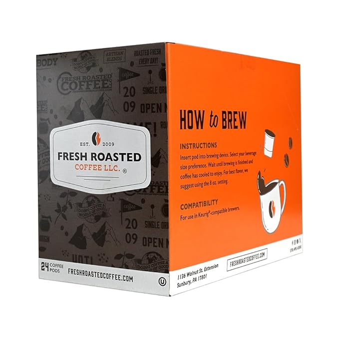 Fresh Roasted Coffee, FRC Dark Roast Blend, Artisan Blend, 24 Pods for K Cup Brewers