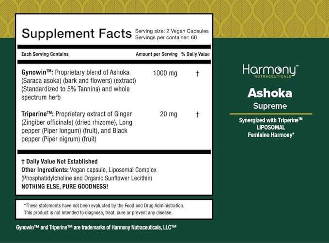 Ashoka Menstrual Feminine Wellness Ayurvedic Herbal 120 Capsules