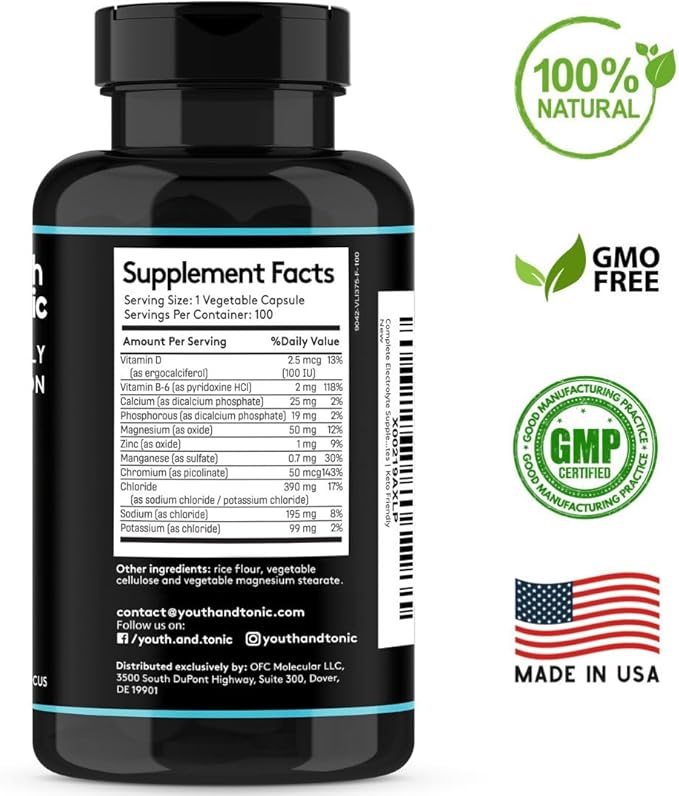 Complete Electrolyte Supplement w High Bioavailability 200 caps