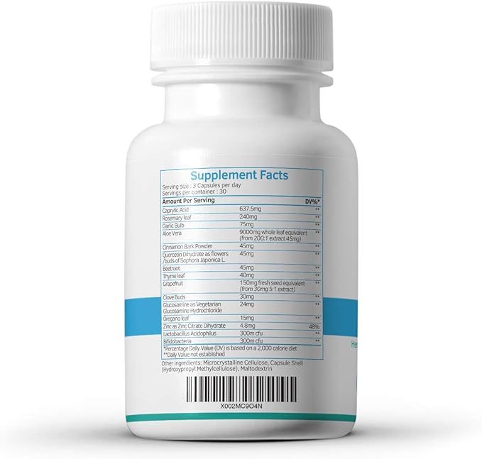 CanDefence - Candida Cleanse Ultimate Extra Strength All-in-ONE Formulation with Caprylic Acid, Probiotics and a synergistic Balance of 11 Different Botanicals - 90 Capsules