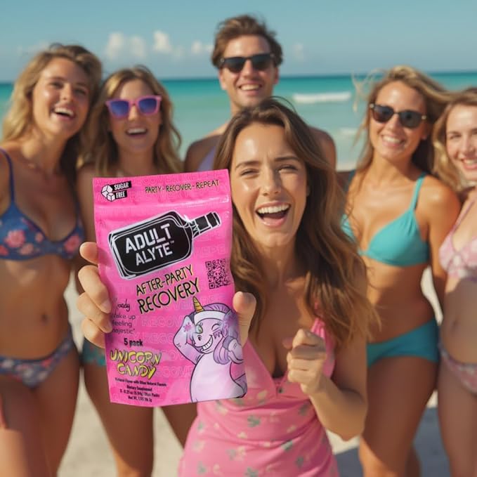 After Alcohol Aid Wellness Vitamins I Restore Better Mornings I Dihydromyricetin DHM & B Vitamins Complex I Antioxidants Supplement and Liver Support I 5 Powder Stick Drink Packets I Unicorn Candy