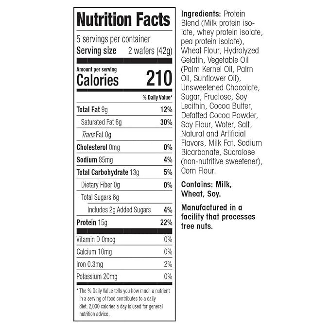WonderSlim Protein Wafer Snack Bar, Chocolate, 210 Calories, 15g Protein, 0mg Cholesterol (5ct)