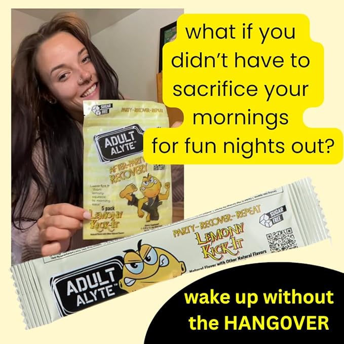 After Alcohol Aid Wellness Vitamins I Restore Better Mornings I Dihydromyricetin DHM & B Vitamins Complex I Antioxidants Supplement and Liver Support I 5 Powder Stick Drink Packets I Lemony Kick-It