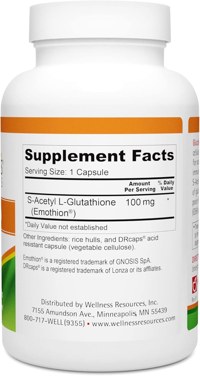 Wellness Resources Glutathione Ultra with Emothion (100mg, 90 90 Capsules)