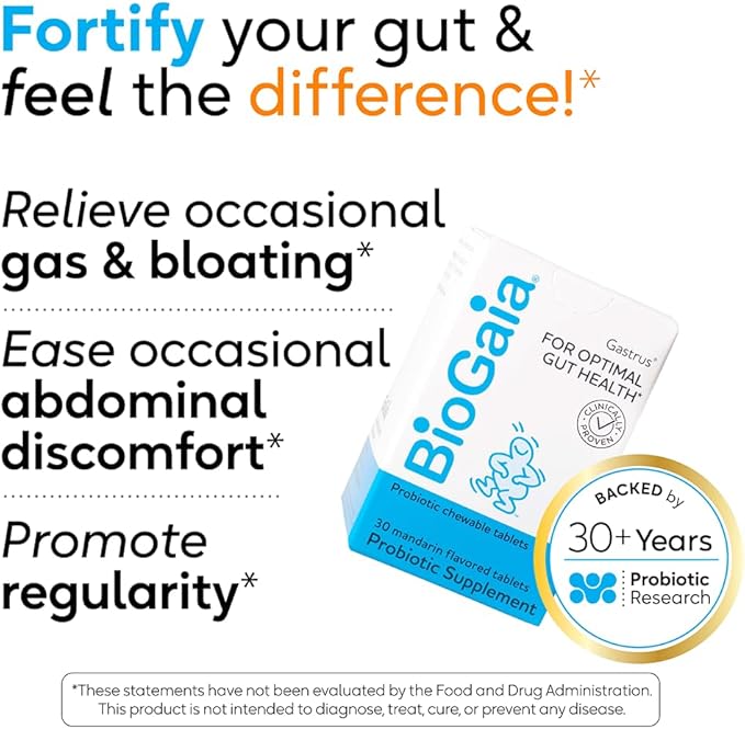 BioGaia Gastrus Gut Health Probiotic | Eases Abdominal Discomfort, Gas & Bloating | Promotes Regularity & a Healthy Gut | Contributes to a Balanced Microbiome | Backed by 30 Years of Research