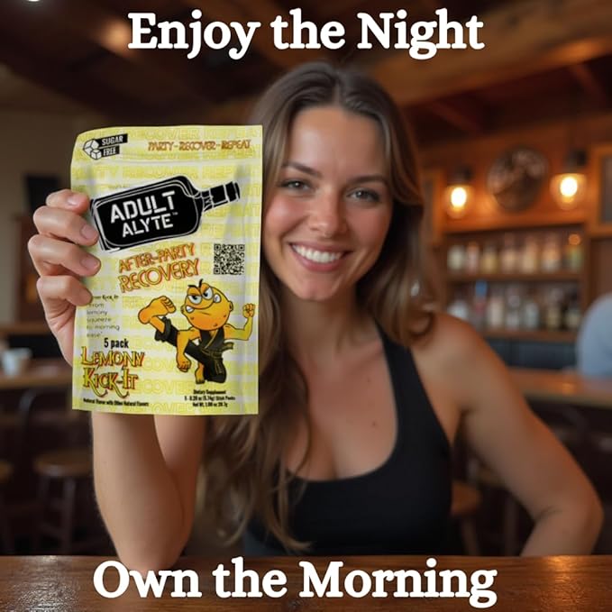 After Alcohol Aid Wellness Vitamins I Restore Better Mornings I Dihydromyricetin DHM & B Vitamins Complex I Antioxidants Supplement and Liver Support I 10 Powder Stick Drink Packets I Lemony Kick-It