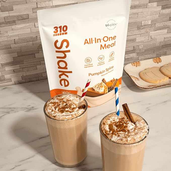 310 Nutrition All-In-One Meal Replacement Shake - Fiber-Rich Vegan Blend with Natural Sweeteners - Low Carb, Keto & Paleo Friendly, Gluten-Free, 26 Essential Vitamins, Pumpkin Spice, 28 Servings