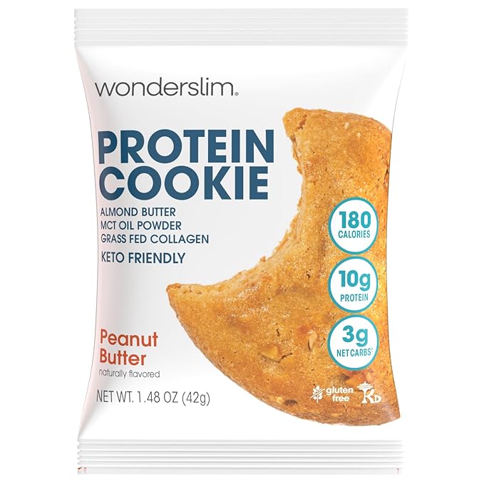 Wonderslim Protein Cookie, Peanut Butter, Keto friendly, Low Carb, Gluten Free (7ct)