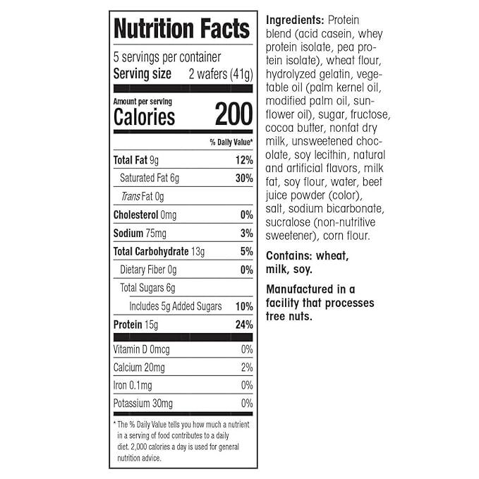 WonderSlim Protein Wafer Snack Bar, Raspberry, 200 Calories, 15g Protein, 0mg Cholesterol (5ct)