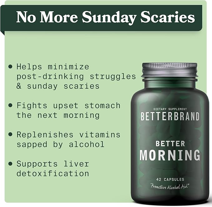 Betterbrand BetterMorning All-Natural Ingredients with DHM - Supports Liver Aid - Gluten-Free & Vegetarian (42 Capsules)