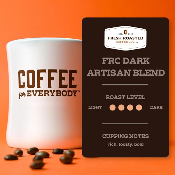 Fresh Roasted Coffee, FRC Dark Roast Blend, 96 Pods for K Cup Brewers