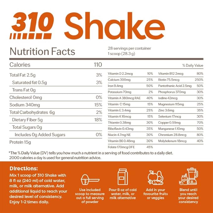 310 Nutrition All-In-One Meal Replacement Shake - Fiber-Rich Vegan Blend with Natural Sweeteners - Low Carb, Keto & Paleo Friendly, Gluten-Free, 26 Essential Vitamins, Pumpkin Spice, 28 Servings