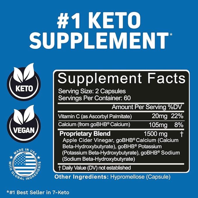 Herbtonics Keto BHB + Apple Cider Vinegar Capsules with The Mother - Keto Diet Pills, BHB Exogenous Ketones with GLP-1 Support, Energy & Focus - Keto ACV Supplement for Women & Men - 240 Capsules