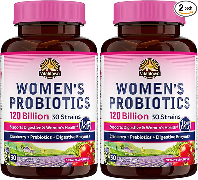 VITALITOWN Women's Probiotics 120 Billion CFUs 1 Daily, 30 Strains, 60 Delayed