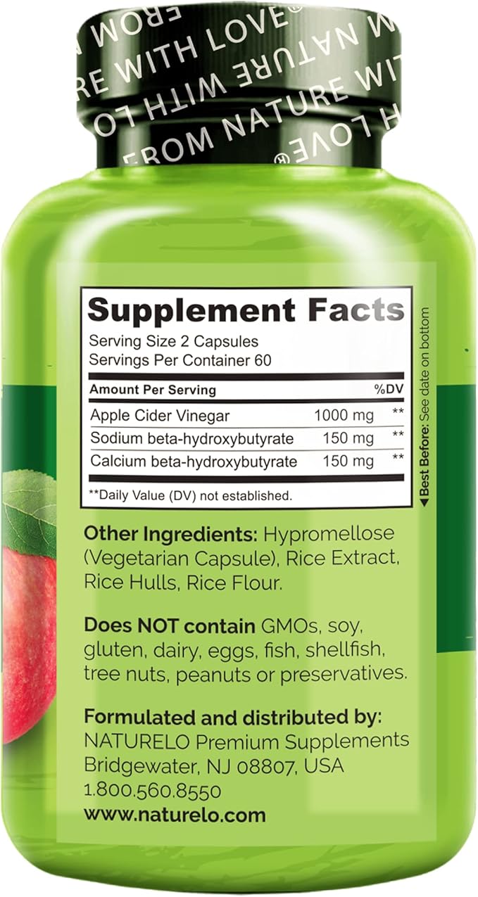 NATURELO Apple Cider Vinegar Capsules 120 Vegan