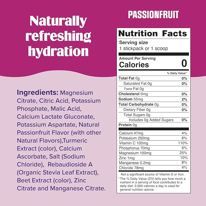 Ultima Replenisher Daily Electrolyte Powder Drink Mix – Passionfruit, 90 Servings – Hydration Powder with 6 Key Electrolytes and Trace Minerals – Keto Friendly, Non-GMO and Sugar-Free