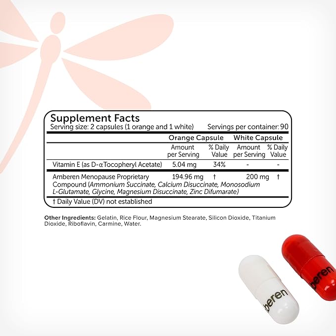 Amberen: Safe Multi-Symptom Menopause Relief. Clinically Shown to Relieve 12 Menopause Symptoms: Hot Flashes, Night Sweats, Mood Swings, Low Energy and More, 3 Month Supply