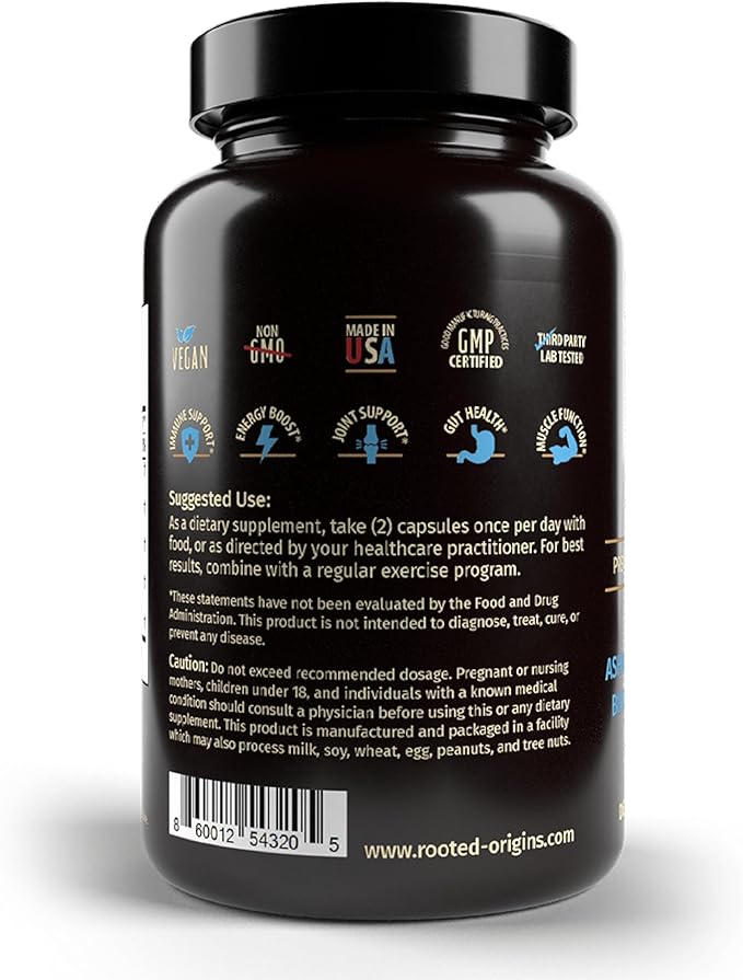 Sea Moss Capsules- Irish Sea Moss, Ashwagandha, Black Cumin Seed, Bladderwrack, Burdock Root & Magnesium- Immune Support, Gut Health, Energy, & More - 60 Capsules