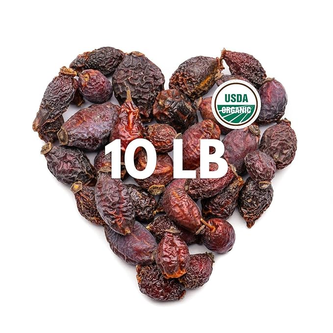 Super Large Value Pack 10 LB โ Organic Dried Rosehip Fruit โ Organic Rose Hips Whole (Rosa Canina) - Rich in Vitamin C, Antioxidants, & Immune Support โ 100% Natural & Pure