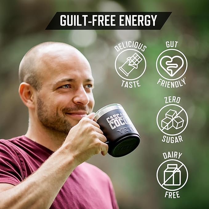 Cascade Cocoa - Nootropic Coffee Alternative | Caffeinated Hot Chocolate | Sustained Energy & Focus Without The Mid-Day Crash | 150mg Natural Caffeine | Lion's Mane + MCT OIL + L-Theanine + B Vitamins + More | One Tree Planted For Every Package Sold