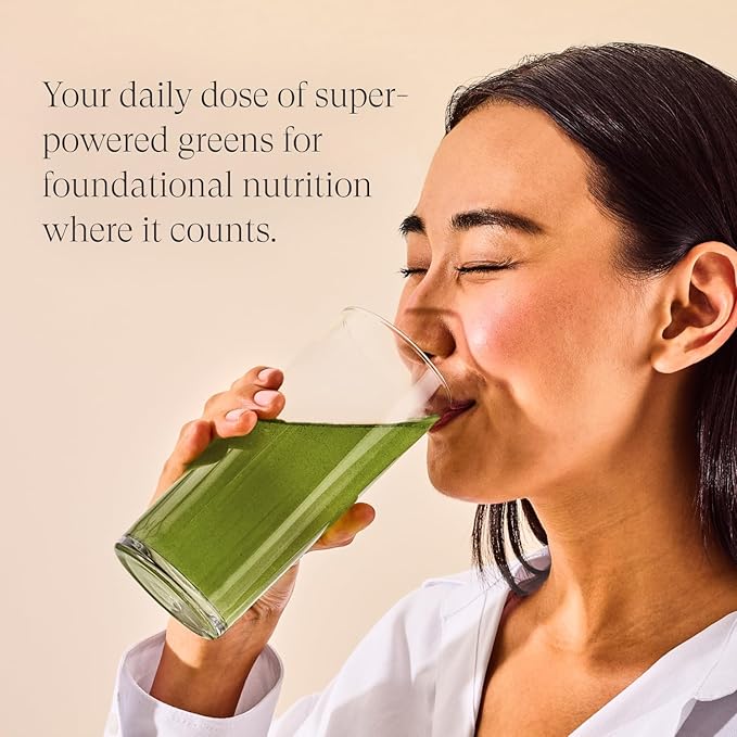 Beam Greens Powder, Greens Superfood Powder, Greens Supplement for Gut Health, Vegan, Non GMO Organic Greens Blend, Daily Greens with Ashwagandha, Vitamin C, B12, B6, D, Strawberry Kiwi, 30 Servings