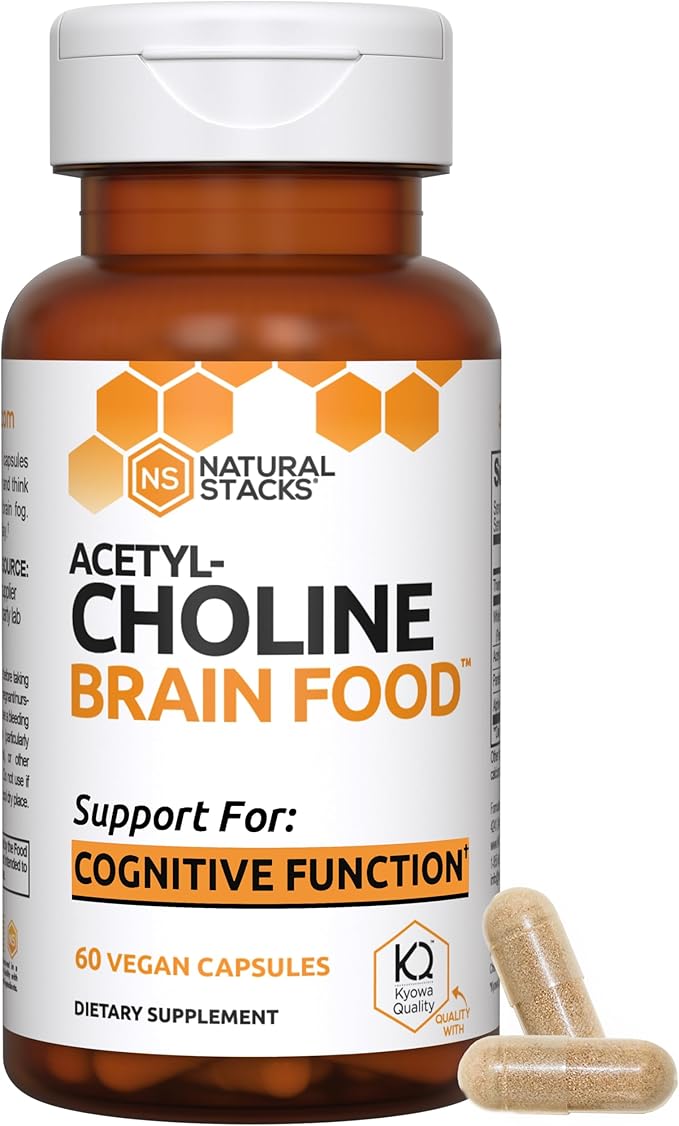 Acetylcholine Brain Food - Acetyl L-Carnitine & Alpha GPC Supplement - Supports Production of Acetylcholine - Neurotransmitter Supplement for Cognitive Function - 60 Capsules