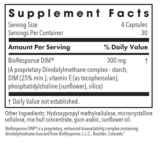 Allergy Research Group DIM Enhanced Delivery System Supplement - Supports Healthy Hormone Balance for Women, Promotes Healthy Estrogen Metabolism, PMS Support, Vegetarian Capsules - 120 Count