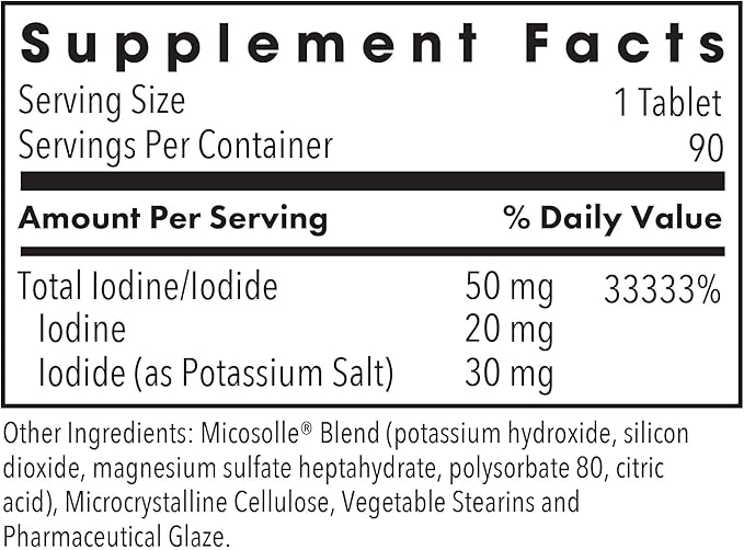 Optimox Iodoral 50 mg Supplement - Potassium Iodide Tablets, High Potency Iodine Tablets, Iodine Supplements for Thyroid Support, Daily Vitamins and Minerals, Lugol's Iodine Solution - 90 Count