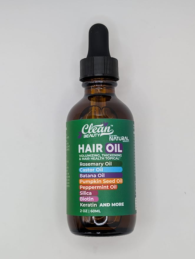 Rosemary Hair Oil For Growth with Castor Oil Batana Oil Pumpkin Seed Oil Peppermint Oil Silica Biotin Collagen Keratin Saw Palmetto Horsetail Tea Tree Vit E Aloe Vera Jojoba (1 Pack)