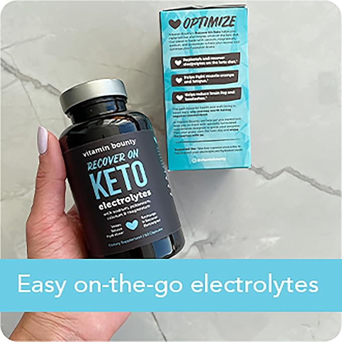 Vitamin Bounty Recover On Keto Electrolytes - Keto Supplements, Keto Electrolytes Pills, Electrolyte Supplement, Keto Vitamins, Sugar Free Hydration, Boost Energy, Workout Recovery - 60 Capsules