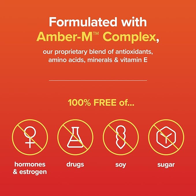 Amberen: Safe Multi-Symptom Menopause Relief. Clinically Shown to Relieve 12 Menopause Symptoms: Hot Flashes, Night Sweats, Mood Swings, Low Energy and More. 1 Month Supply