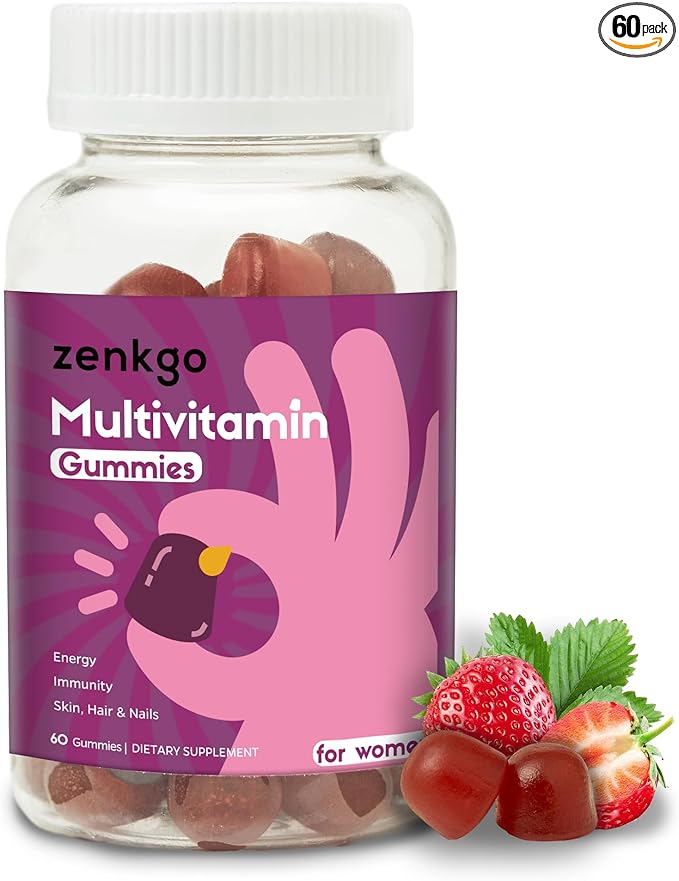 Zenkgo Women's Multivitamin Gummies, Supports Skin, (60Ct/30Day)