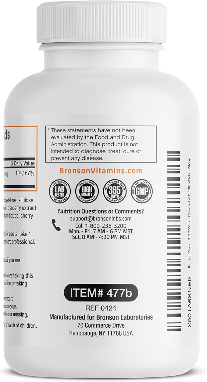Vitamin B12 2500mcg Shot Of Energy B12 Vitamin 180 Count