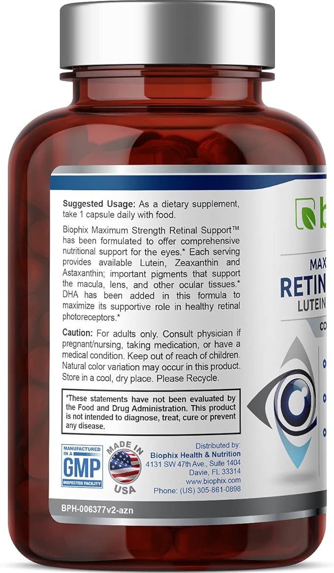 biophix Retinal Support Maximum Strength Complex 100 Capsules Omega-3 Astaxanthin